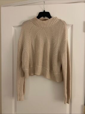 Aeropostale Cream Mock Neck Chunky Knit Sweater